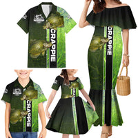 Crappie Fish Green Underwater Graphic Family Matching Mermaid Dress and Hawaiian Shirt with Custom Name and Fishing Logo Design - Wonder Print Shop