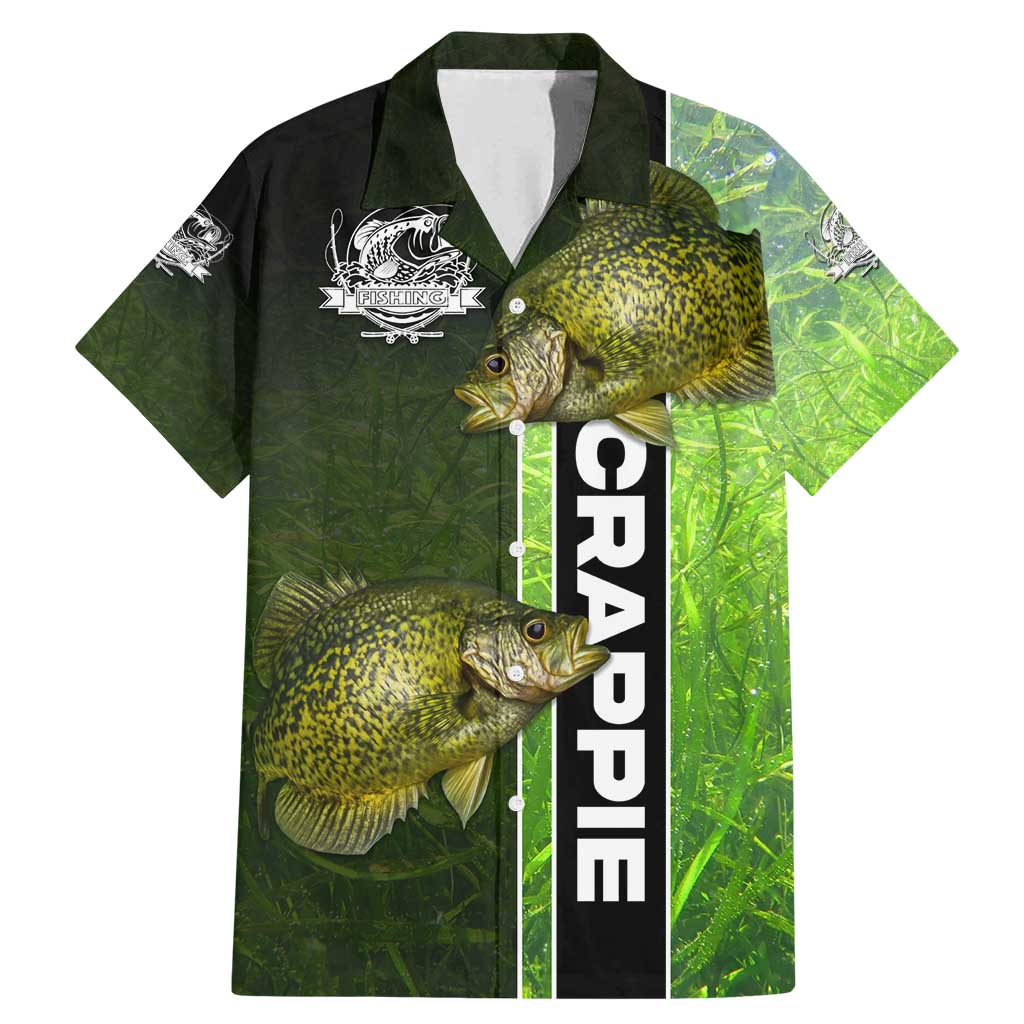Crappie Fish Green Underwater Graphic Family Matching Mermaid Dress and Hawaiian Shirt with Custom Name and Fishing Logo Design - Wonder Print Shop