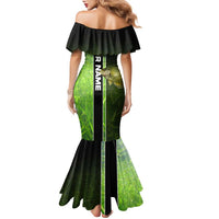 Crappie Fish Green Underwater Graphic Family Matching Mermaid Dress and Hawaiian Shirt with Custom Name and Fishing Logo Design - Wonder Print Shop