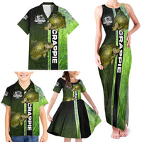 Crappie Fish Green Underwater Graphic Family Matching Tank Maxi Dress and Hawaiian Shirt with Custom Name and Fishing Logo Design - Wonder Print Shop