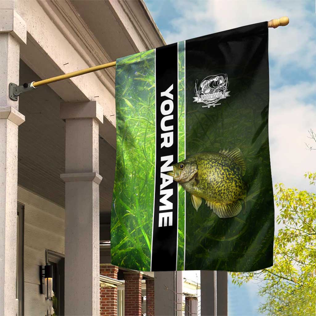 Crappie Fish Green Underwater Graphic Garden Flag with Custom Name and Fishing Logo Design - Wonder Print Shop