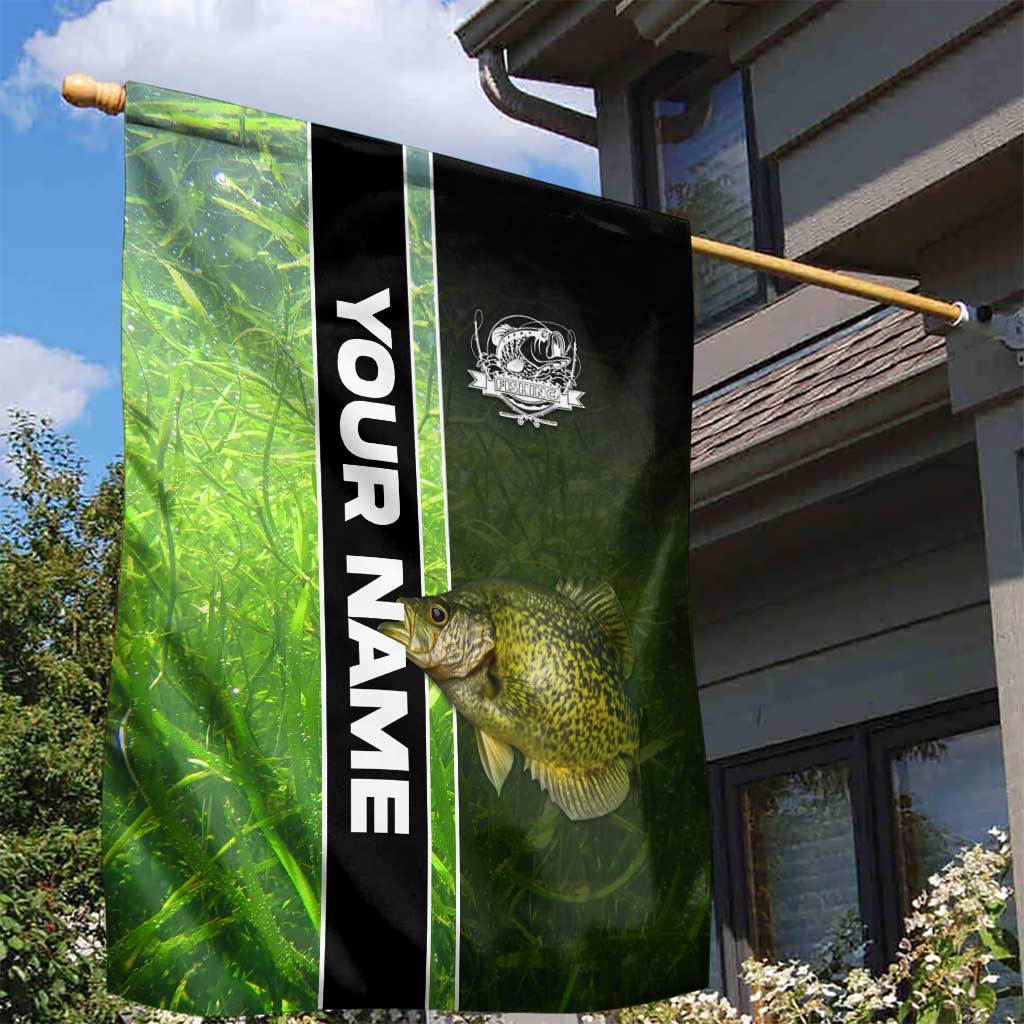 Crappie Fish Green Underwater Graphic Garden Flag with Custom Name and Fishing Logo Design - Wonder Print Shop