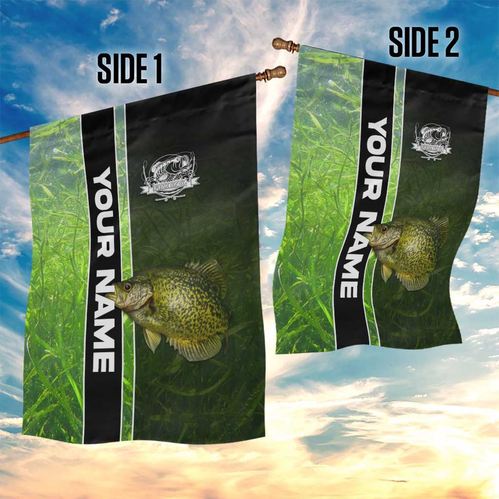 Crappie Fish Green Underwater Graphic Garden Flag with Custom Name and Fishing Logo Design - Wonder Print Shop