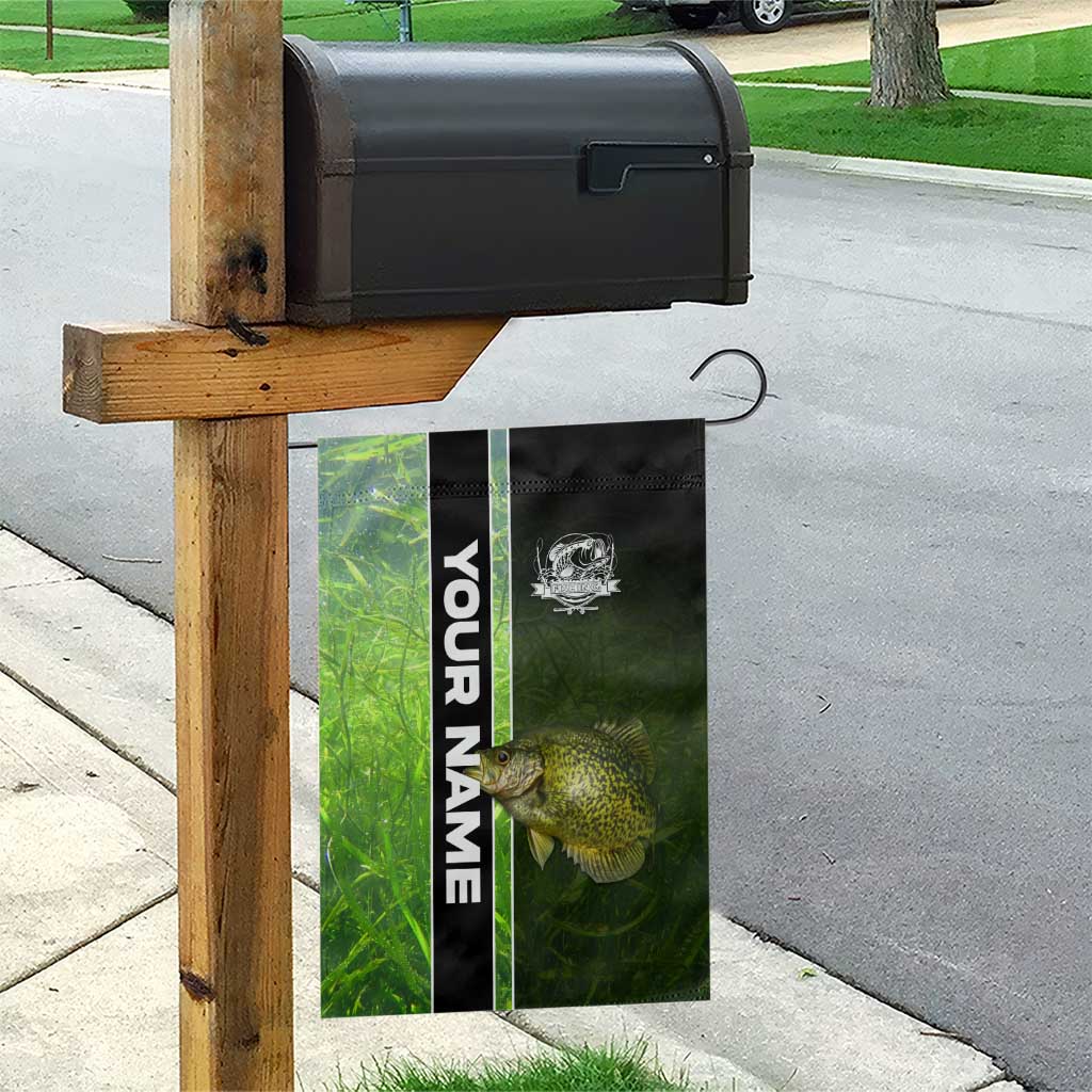 Crappie Fish Green Underwater Graphic Garden Flag with Custom Name and Fishing Logo Design - Wonder Print Shop