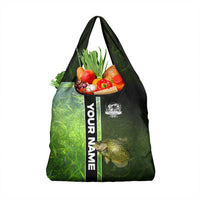 Crappie Fish Green Underwater Graphic Grocery Bag with Custom Name and Fishing Logo Design - Wonder Print Shop