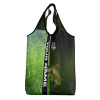 Crappie Fish Green Underwater Graphic Grocery Bag with Custom Name and Fishing Logo Design - Wonder Print Shop