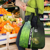 Crappie Fish Green Underwater Graphic Grocery Bag with Custom Name and Fishing Logo Design - Wonder Print Shop