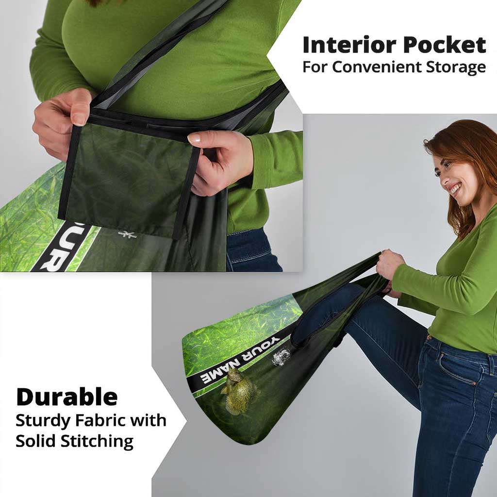 Crappie Fish Green Underwater Graphic Grocery Bag with Custom Name and Fishing Logo Design - Wonder Print Shop