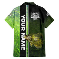 Crappie Fish Green Underwater Graphic Hawaiian Shirt with Custom Name and Fishing Logo Design - Wonder Print Shop