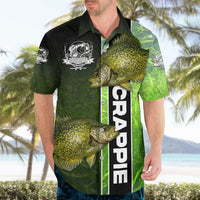 Crappie Fish Green Underwater Graphic Hawaiian Shirt with Custom Name and Fishing Logo Design - Wonder Print Shop