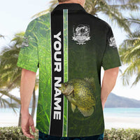 Crappie Fish Green Underwater Graphic Hawaiian Shirt with Custom Name and Fishing Logo Design - Wonder Print Shop