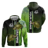 Crappie Fish Green Underwater Graphic Hoodie with Custom Name and Fishing Logo Design - Wonder Print Shop