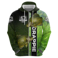 Crappie Fish Green Underwater Graphic Hoodie with Custom Name and Fishing Logo Design - Wonder Print Shop