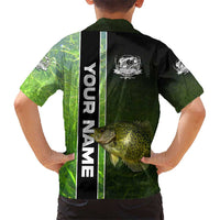 Crappie Fish Green Underwater Graphic Kid Hawaiian Shirt with Custom Name and Fishing Logo Design - Wonder Print Shop