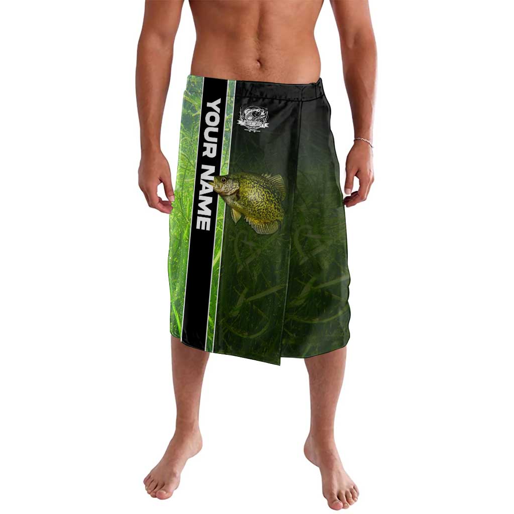 Crappie Fish Green Underwater Graphic Lavalava with Custom Name and Fishing Logo Design - Wonder Print Shop
