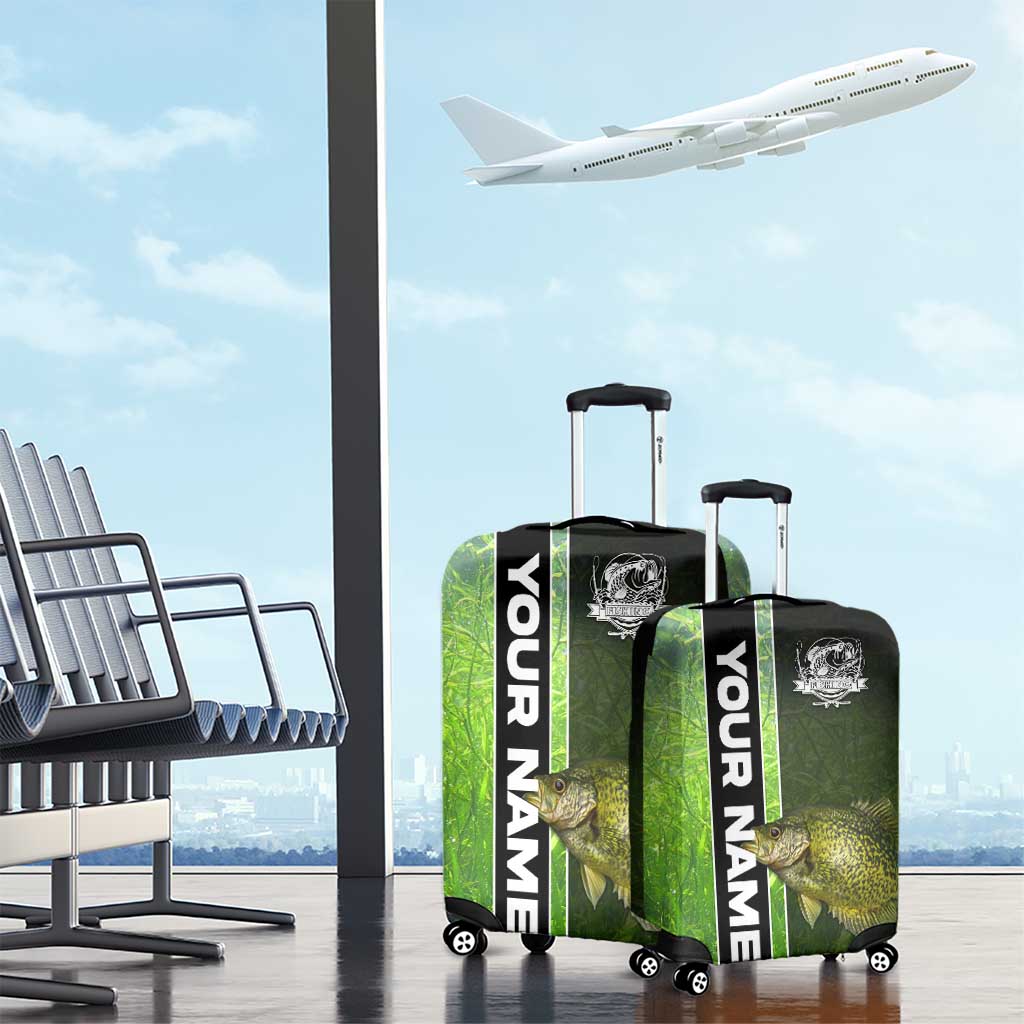 Crappie Fish Green Underwater Graphic Luggage Cover with Custom Name and Fishing Logo Design - Wonder Print Shop