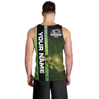 Crappie Fish Green Underwater Graphic Men Tank Top with Custom Name and Fishing Logo Design - Wonder Print Shop