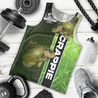 Crappie Fish Green Underwater Graphic Men Tank Top with Custom Name and Fishing Logo Design - Wonder Print Shop