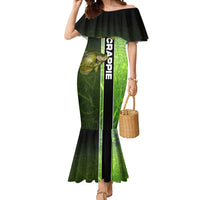 Crappie Fish Green Underwater Graphic Mermaid Dress with Custom Name and Fishing Logo Design - Wonder Print Shop