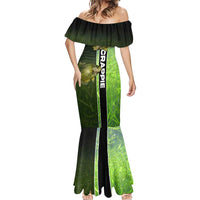 Crappie Fish Green Underwater Graphic Mermaid Dress with Custom Name and Fishing Logo Design - Wonder Print Shop