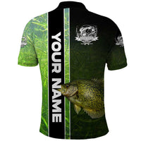 Crappie Fish Green Underwater Graphic Polo Shirt with Custom Name and Fishing Logo Design - Wonder Print Shop