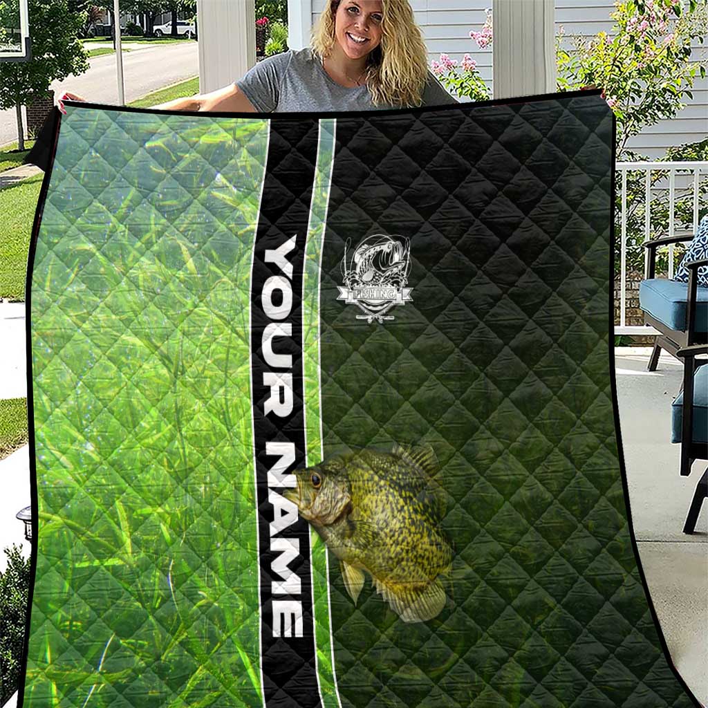 Crappie Fish Green Underwater Graphic Quilt with Custom Name and Fishing Logo Design - Wonder Print Shop