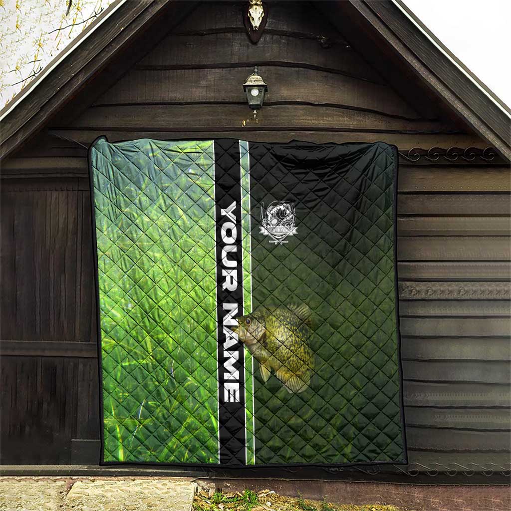 Crappie Fish Green Underwater Graphic Quilt with Custom Name and Fishing Logo Design - Wonder Print Shop