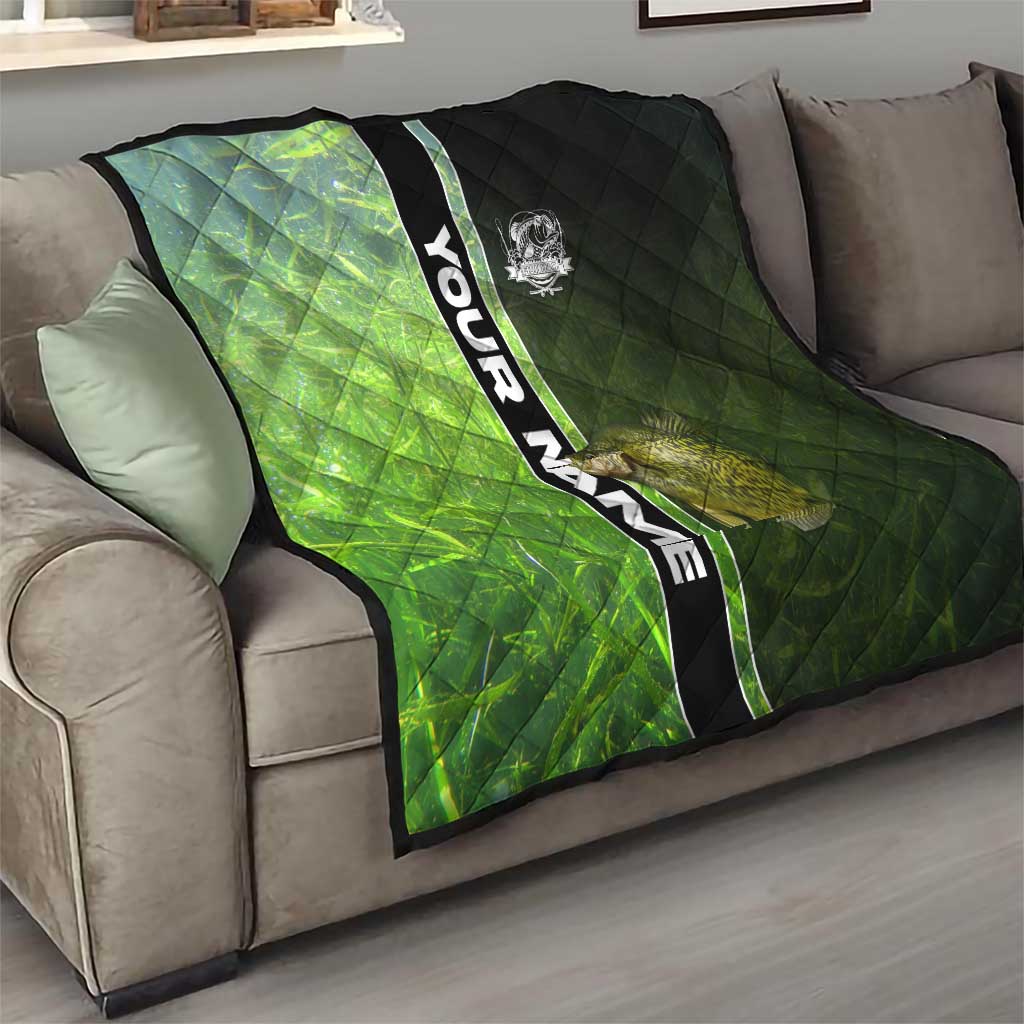 Crappie Fish Green Underwater Graphic Quilt with Custom Name and Fishing Logo Design - Wonder Print Shop