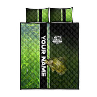 Crappie Fish Green Underwater Graphic Quilt Bed Set with Custom Name and Fishing Logo Design - Wonder Print Shop