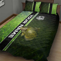 Crappie Fish Green Underwater Graphic Quilt Bed Set with Custom Name and Fishing Logo Design - Wonder Print Shop