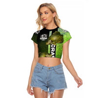 Crappie Fish Green Underwater Graphic Raglan Cropped T Shirt with Custom Name and Fishing Logo Design - Wonder Print Shop