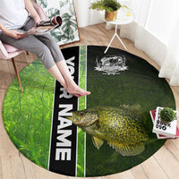 Crappie Fish Green Underwater Graphic Round Carpet with Custom Name and Fishing Logo Design - Wonder Print Shop
