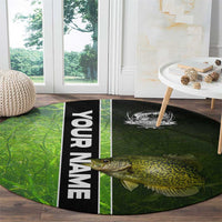 Crappie Fish Green Underwater Graphic Round Carpet with Custom Name and Fishing Logo Design - Wonder Print Shop