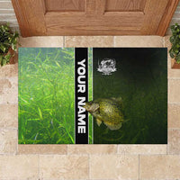 Crappie Fish Green Underwater Graphic Rubber Doormat with Custom Name and Fishing Logo Design - Wonder Print Shop