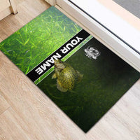 Crappie Fish Green Underwater Graphic Rubber Doormat with Custom Name and Fishing Logo Design - Wonder Print Shop