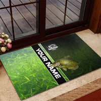 Crappie Fish Green Underwater Graphic Rubber Doormat with Custom Name and Fishing Logo Design - Wonder Print Shop