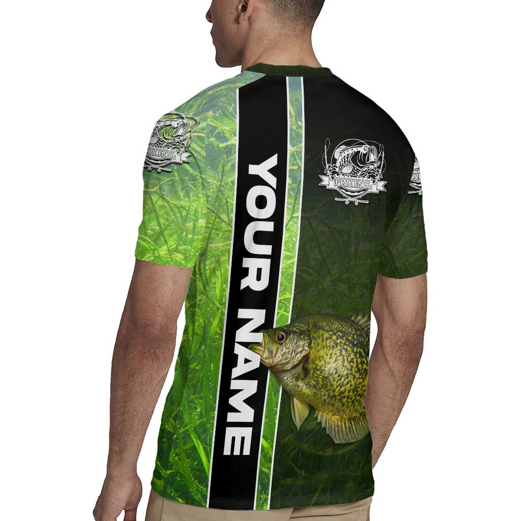 Crappie Fish Green Underwater Graphic Rugby Jersey with Custom Name and Fishing Logo Design - Wonder Print Shop
