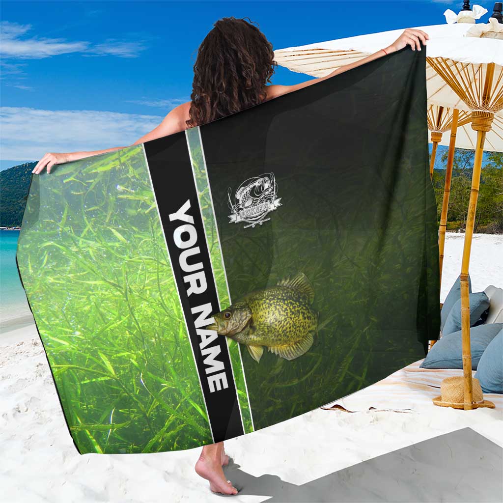 Crappie Fish Green Underwater Graphic Sarong with Custom Name and Fishing Logo Design - Wonder Print Shop
