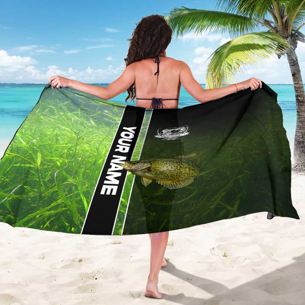 Crappie Fish Green Underwater Graphic Sarong with Custom Name and Fishing Logo Design - Wonder Print Shop