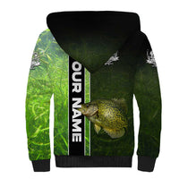 Crappie Fish Green Underwater Graphic Sherpa Hoodie with Custom Name and Fishing Logo Design - Wonder Print Shop