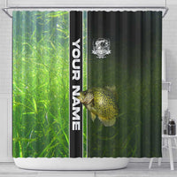 Crappie Fish Green Underwater Graphic Shower Curtain with Custom Name and Fishing Logo Design - Wonder Print Shop