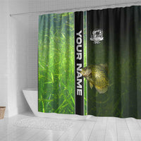 Crappie Fish Green Underwater Graphic Shower Curtain with Custom Name and Fishing Logo Design - Wonder Print Shop