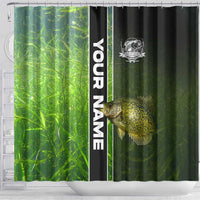 Crappie Fish Green Underwater Graphic Shower Curtain with Custom Name and Fishing Logo Design - Wonder Print Shop