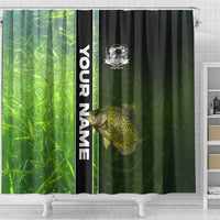 Crappie Fish Green Underwater Graphic Shower Curtain with Custom Name and Fishing Logo Design - Wonder Print Shop
