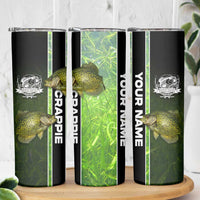 Crappie Fish Green Underwater Graphic Skinny Tumbler with Custom Name and Fishing Logo Design - Wonder Print Shop