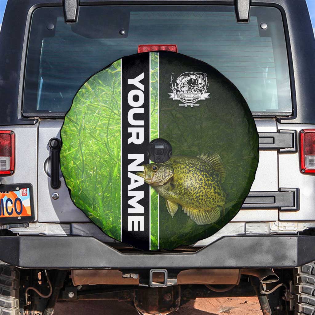Crappie Fish Green Underwater Graphic Spare Tire Cover with Custom Name and Fishing Logo Design - Wonder Print Shop