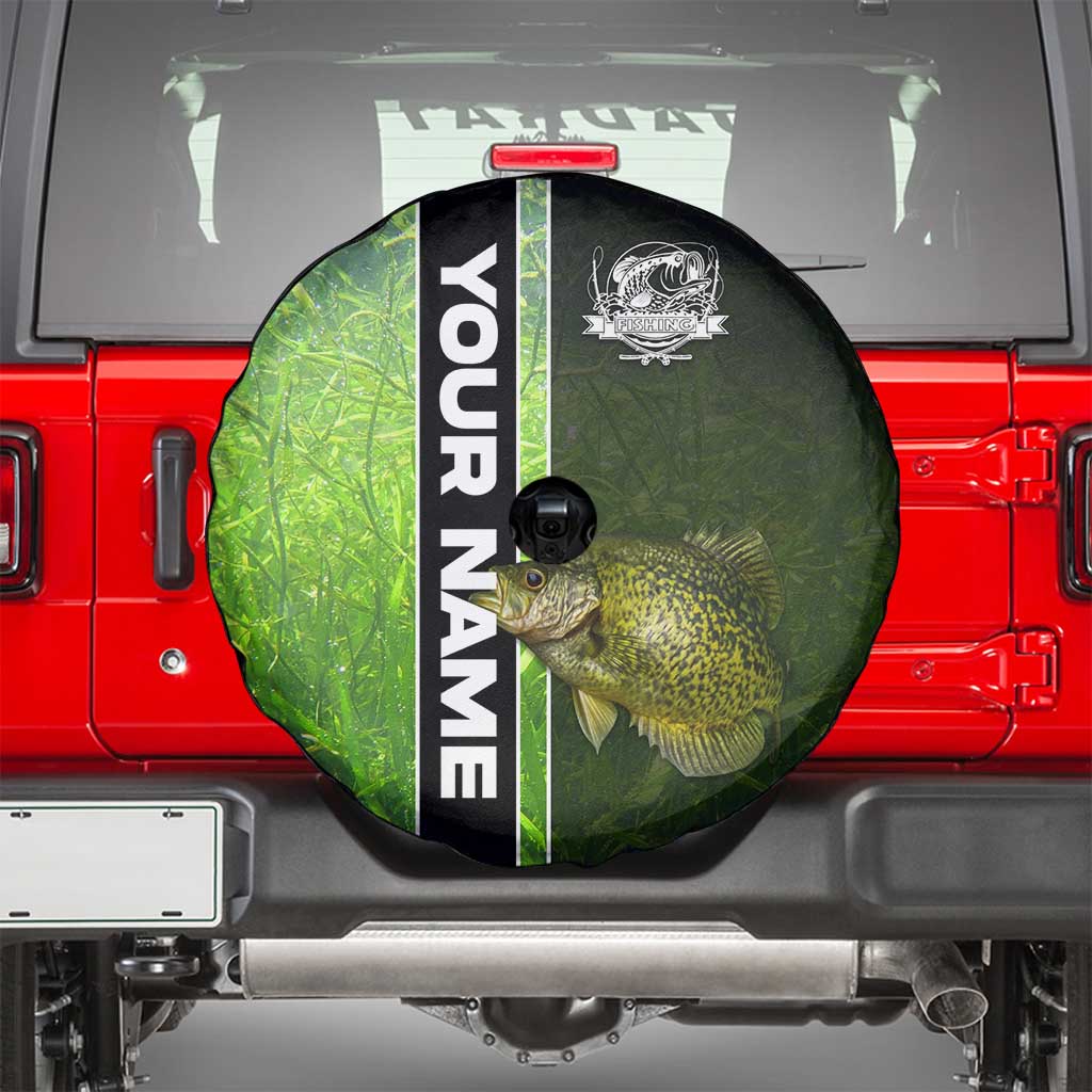 Crappie Fish Green Underwater Graphic Spare Tire Cover with Custom Name and Fishing Logo Design - Wonder Print Shop