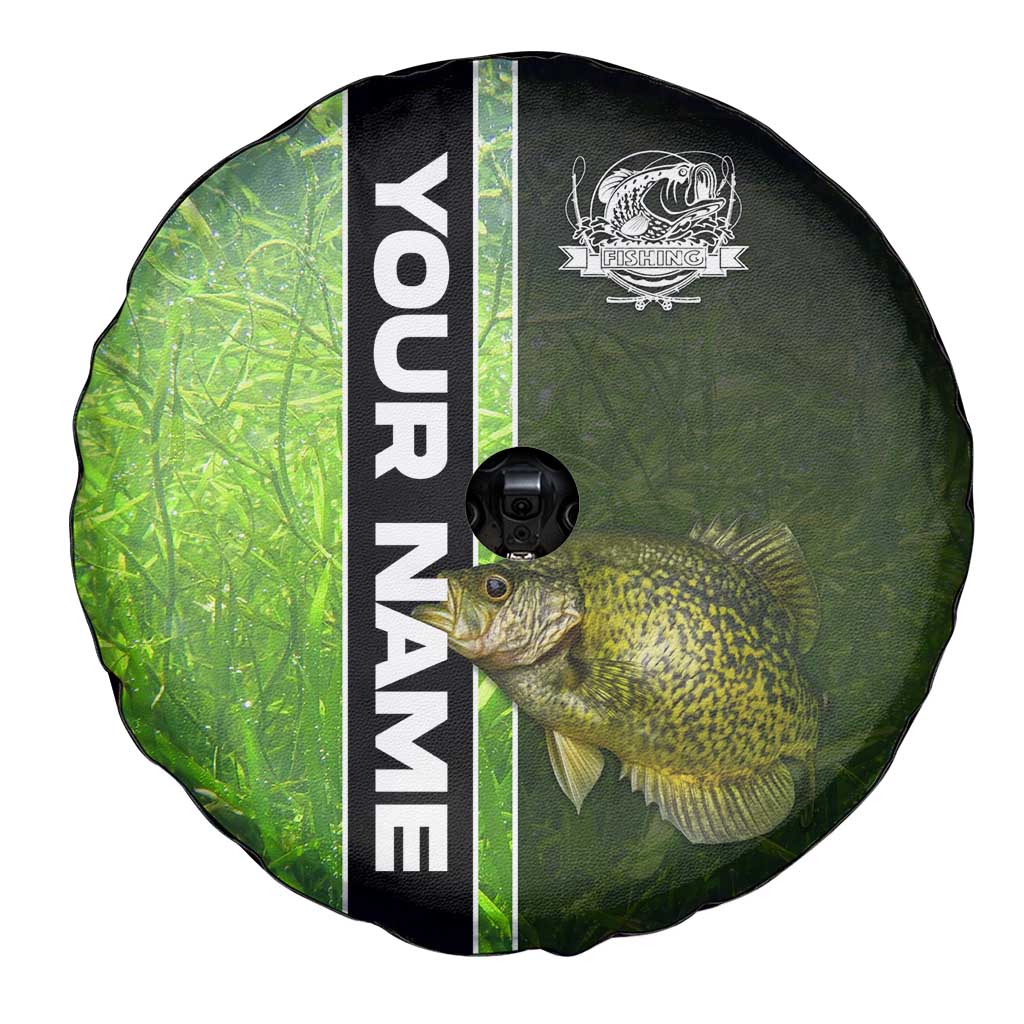 Crappie Fish Green Underwater Graphic Spare Tire Cover with Custom Name and Fishing Logo Design - Wonder Print Shop