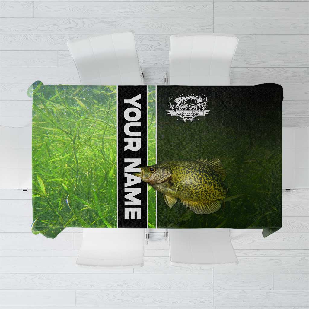 Crappie Fish Green Underwater Graphic Tablecloth with Custom Name and Fishing Logo Design - Wonder Print Shop