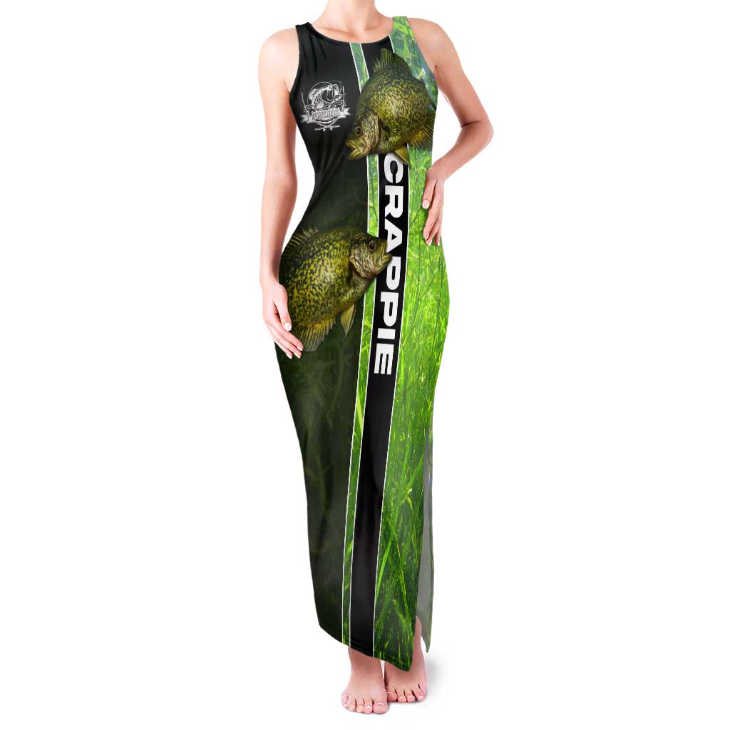 Crappie Fish Green Underwater Graphic Tank Maxi Dress with Custom Name and Fishing Logo Design - Wonder Print Shop